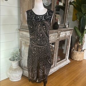 MARC CAIN LUXURY KNIT LACE DRESS 2 EXCELLENT STRETCH